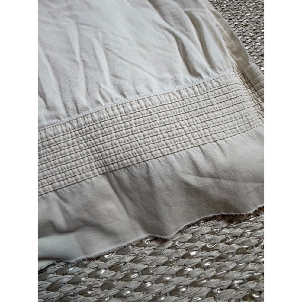 Boll & Branch King flat top sheet Ivory Organic Cotton Smocked Detail Cream Boho